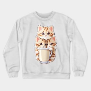 Cute Kittens With A Cup Of Milk Tea Crewneck Sweatshirt